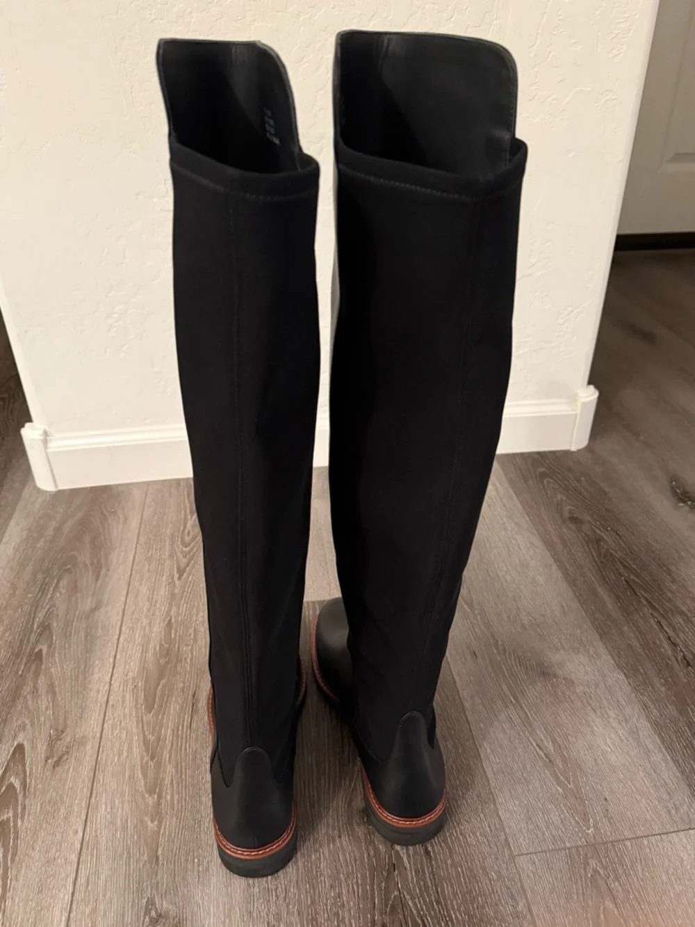 Stuart Weitzman Black Leather Adrina City Boot Over The Knee Boots Size 9 / 39.5